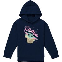 Disney Star Wars Grogu Mood Adorable Youth Kids Pull-Over Hoodie, Navy | Size: 7-8 Years