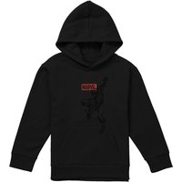Marvel Spiderman Outline Youth Kids Pull-Over Hoodie, Black | Size: 7-8 Years