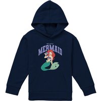Disney Little Mermaid Collegiate Youth Kids Pull-Over Hoodie, Navy | Size: 9-11 Years