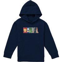 Marvel Avengers Hero Brick Logo Youth Kids Pull-Over Hoodie, Navy | Size: 5-6 Years