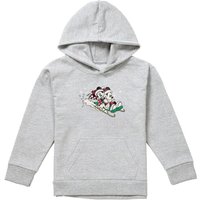 Disney Mickey Mouse & Minnie Sledding For Christmas Youth Kids Pull-Over Hoodie, Athletic Heather in Grey | Size: 5-6 Years