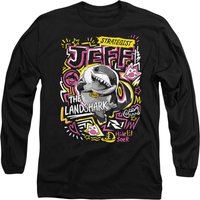 Marvel Rivals Jeff The Landshark Marker Pen Trend Long Sleeve T-Shirt, Black | Size: XL