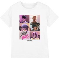 Netflix Kpop Demon Hunters Saja Boys Era Grid Kids T-Shirt, White | Size: 9-11 Years