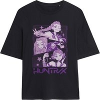 Netflix Women's Kpop Demon Hunters Huntrix Huntrx Manga Panels Trio Big Tee, Black | Size: Large