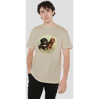 Wildlife Dachshund Pups T Shirt Sand