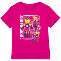 Marvel Girl's Iron Man & His Awesome Friends Iron Heart Schematic T-Shirt in Pink | Size: 7-8 Years