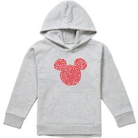 Disney Mickey Mouse Valentine'S Day Heart Ears Silhouette Youth Kids Pull-Over Hoodie, Athletic Heather in Grey | Size: 7-8 Years