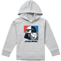Disney Star Wars Darth Vader & Stormtrooper Squares Youth Kids Pull-Over Hoodie, Athletic Heather in Grey | Size: 9-11 Years