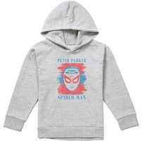 Marvel Spiderman Peter Parker Stripes Youth Kids Pull-Over Hoodie, Athletic Heather in Grey | Size: 5-6 Years