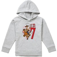 Disney Toy Story Birthday Woody I'M 7 Youth Kids Pull-Over Hoodie, Athletic Heather in Grey | Size: 5-6 Years