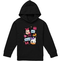 Disney Minnie Mouse & Daisy Emoji Youth Kids Pull-Over Hoodie, Black | Size: 9-11 Years