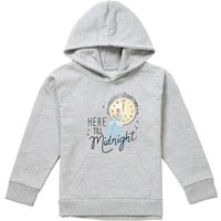 Disney Cinderella New Year'S Eve, Here Till Midnight Youth Kids Pull-Over Hoodie, Athletic Heather in Grey | Size: 9-11 Years