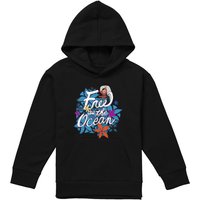 Disney Moana Free As The Ocean Youth Kids Pull-Over Hoodie, Black | Size: 7-8 Years