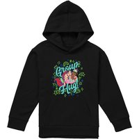 Disney Princess Ariel, Mulan, Tiana Group Hug Youth Kids Pull-Over Hoodie, Black | Size: 9-11 Years