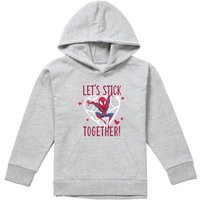 Marvel Spiderman Valentine'S Day Stick Together Youth Kids Pull-Over Hoodie, Athletic Heather in Grey | Size: 9-11 Years