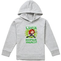 Marvel Black Widow St Patrick'S Day Lucky Super Hero Youth Kids Pull-Over Hoodie, Athletic Heather in Grey | Size: 5-6 Years