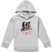 Disney Princess Mulan, Moana, Jasmine Extra Girl Power Youth Kids Pull-Over Hoodie, Athletic Heather in Grey | Size: 9-11 Years