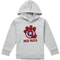 Marvel Captain America Red Hulk Shield Youth Kids Pull-Over Hoodie, Athletic Heather in Grey | Size: 9-11 Years