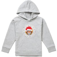Stranger Things Hawkins Christmas Badge Youth Kids Pull-Over Hoodie, Athletic Heather in Grey | Size: 9-11 Years