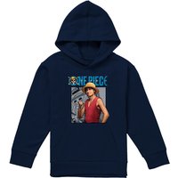 One Piece Luffy Youth Kids Pull-Over Hoodie, Navy | Size: 12-13 Years