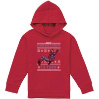 Marvel Spiderman Christmas Jumper Youth Kids Pull-Over Hoodie, Red | Size: 7-8 Years