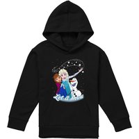Disney Frozen Elsa Anna Olaf Let It Snow Youth Kids Pull-Over Hoodie, Black | Size: 7-8 Years