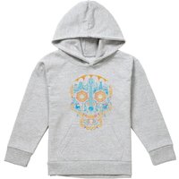 Disney Coco Colorful Day Of The Dead Skull With Miguel & Dante Youth Kids Pull-Over Hoodie, Athletic Heather in Grey | Size: 9-11 Years