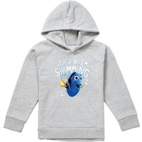 Disney Finding Nemo Dory Just Keep Swimming Youth Kids Pull-Over Hoodie, Athletic Heather in Grey | Size: 9-11 Years