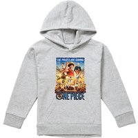One Piece Pirates Are Coming Poster Youth Kids Pull-Over Hoodie, Athletic Heather in Grey | Size: 9-11 Years