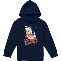 Disney Winnie The Pooh Have A Very Merry Christmas Youth Kids Pull-Over Hoodie, Navy | Size: 12-13 Years