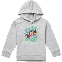 Disney Princess Ariel, Mulan, Tiana Group Hug Youth Kids Pull-Over Hoodie, Athletic Heather in Grey | Size: 5-6 Years