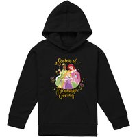 Disney Princess Christmas Season Of Giving Ariel, Tiana Youth Kids Pull-Over Hoodie, Black | Size: 9-11 Years