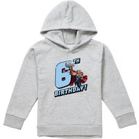 Marvel Thor Birthday 6 Youth Kids Pull-Over Hoodie, Athletic Heather in Grey | Size: 12-13 Years