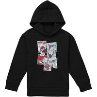 Marvel Spiderman Panel Collage Youth Kids Pull-Over Hoodie, Black | Size: 7-8 Years