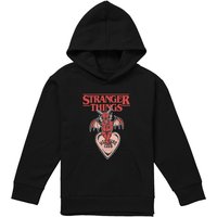 Stranger Things Hellfire Heart Youth Kids Pull-Over Hoodie, Black | Size: 12-13 Years
