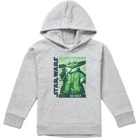 Disney Star Wars Green Grogu Youth Kids Pull-Over Hoodie, Athletic Heather in Grey | Size: 9-11 Years