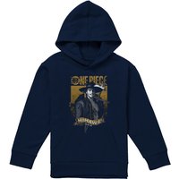 One Piece Mihawk Etched Portrait Youth Kids Pull-Over Hoodie, Navy | Size: 12-13 Years
