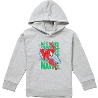 Marvel Spiderman Wall Crawling Youth Kids Pull-Over Hoodie, Athletic Heather in Grey | Size: 9-11 Years