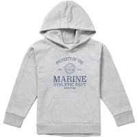 One Piece Marine Athletic Dept Youth Kids Pull-Over Hoodie, Athletic Heather in Grey | Size: 9-11 Years