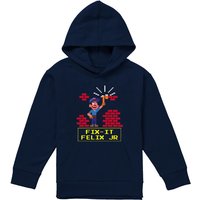 Disney Fix It Felix Jr Youth Kids Pull-Over Hoodie, Navy | Size: 5-6 Years