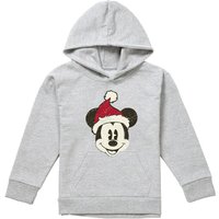 Mickey Mouse Santa Face Pull Over Hoodie Athletic Heather