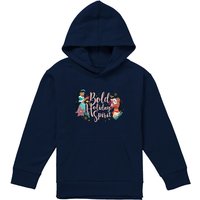 Disney Princess Christmas Bold Holiday Spirit Jasmine, Moana Youth Kids Pull-Over Hoodie, Navy | Size: 12-13 Years