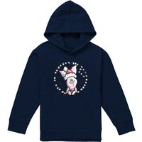 Disney Winnie The Pooh Warmest Christmas Wishes From Piglet Youth Kids Pull-Over Hoodie, Navy | Size: 7-8 Years