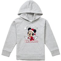 Disney Minnie Mouse Santa For Christmas Youth Kids Pull-Over Hoodie, Athletic Heather in Grey | Size: 9-11 Years