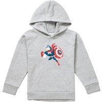 Marvel Captain America Holiday Outfit Youth Kids Pull-Over Hoodie, Athletic Heather in Grey | Size: 7-8 Years