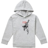 Marvel Spiderman Outline Youth Kids Pull-Over Hoodie, Athletic Heather in Grey | Size: 7-8 Years