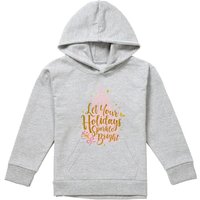 Disney Princess Christmas Let Your Holidays Sparkle Bright Youth Kids Pull-Over Hoodie, Athletic Heather in Grey | Size: 7-8 Years