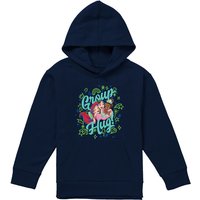Disney Princess Ariel, Mulan, Tiana Group Hug Youth Kids Pull-Over Hoodie, Navy | Size: 5-6 Years
