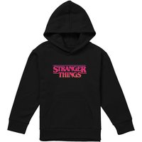 Stranger Things Sunset Logo Youth Kids Pull-Over Hoodie, Black | Size: 5-6 Years