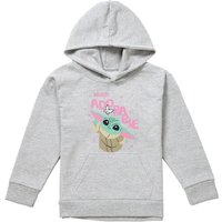 Disney Star Wars Grogu Mood Adorable Youth Kids Pull-Over Hoodie, Athletic Heather in Grey | Size: 5-6 Years